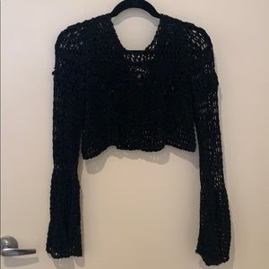 Cleobella Crochet Bell Sleeve Crop Top